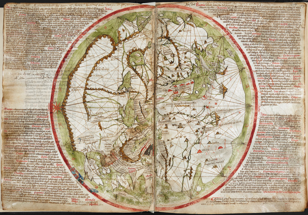 Средневековая карта мира Пьетро Весконте, 1320 год. Фото: Британская библиотека, https://imagesonline.bl.uk/asset/1718/