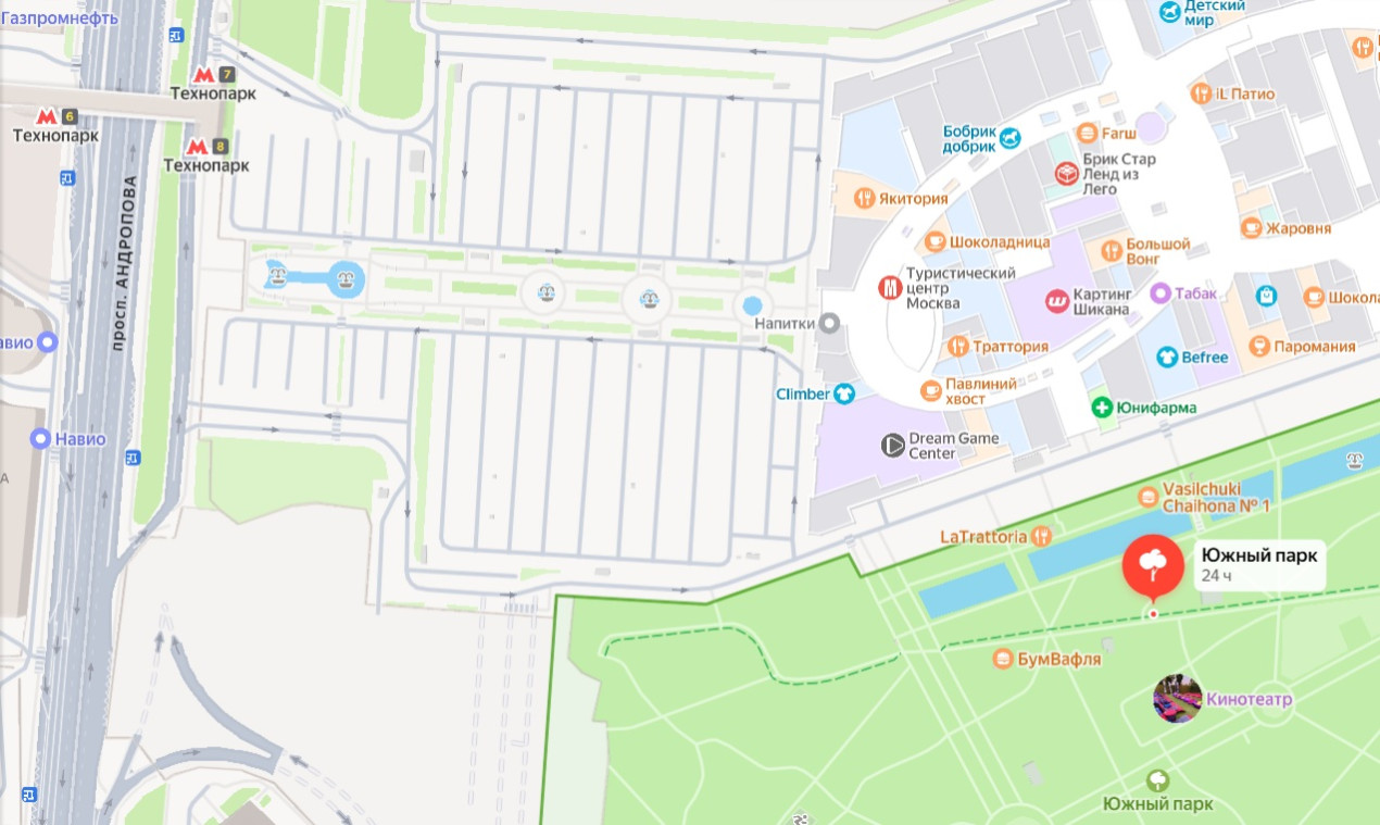 Расположение шатра в Южном ландшафтном парке