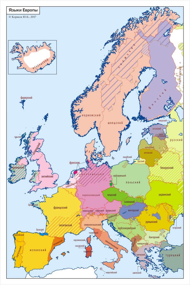 Карта языков Европы. Автор Юрий Коряков