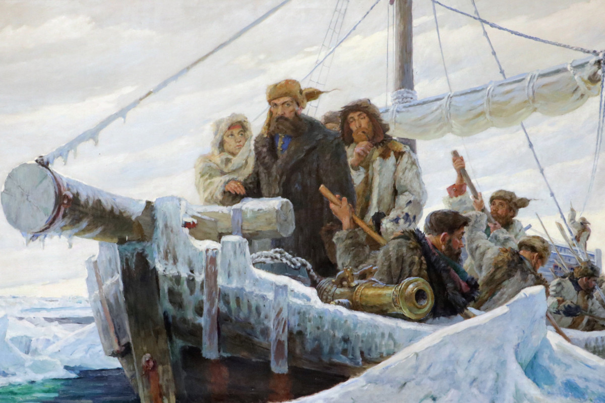 Фото картины И.П. Рубана (1948г.) «Возвращение Прончищевых в Усть-Оленёкское в 1736 году»