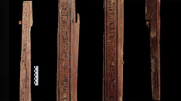 Part of a burial bed with the name and titles of the military leader Pamerih from tomb AGH026. Photo: @eimawa-unimi