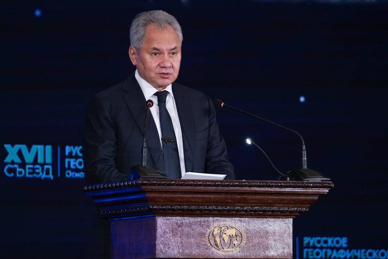 Сергей Шойгу на XVII съезде РГО. Фото: Анна Юргенсон/пресс-служба РГО