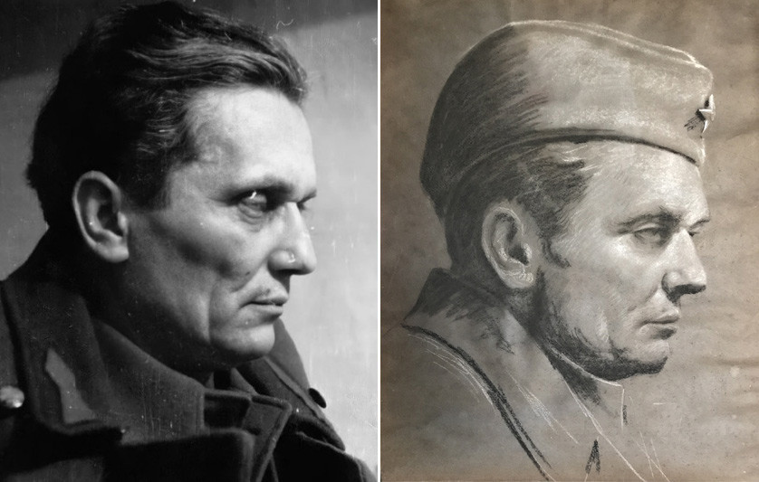 Оригинальная фотография Броз Тито и портрет работы В.М. Измайловича