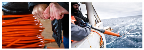 Fig. 15. Preparation of a towed fish of the marine proton magnetometer for immersion