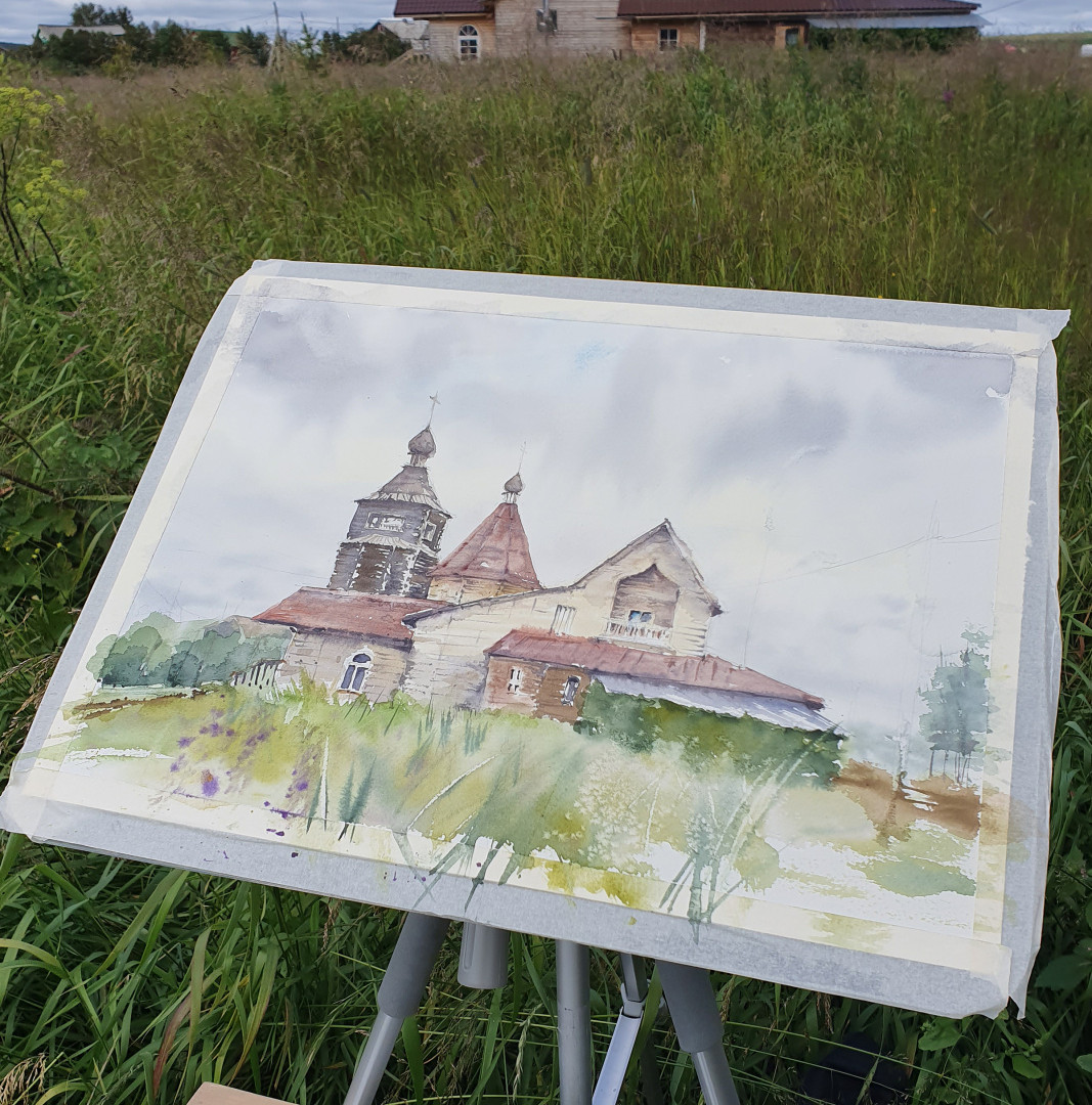 На пленэре. Село Варзуга, Мурманская область. Фото: Оксана Лебедева