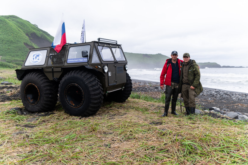 Swamp buggy in real field conditions, on Onekotan Island in 2024. Photo: Ksenia Mikhailova