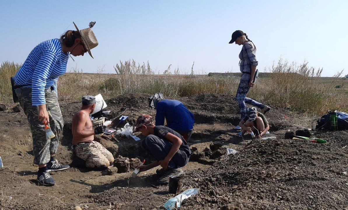 Участники палеошколы на раскопках. Фото: Елена Юркина