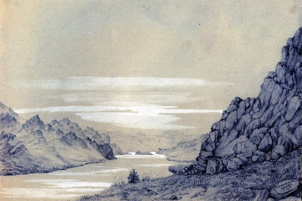 Рисунок П.Кошарова из альбома к путешествию на Тянь-Шань, 1857 год. Из Научного архива РГО