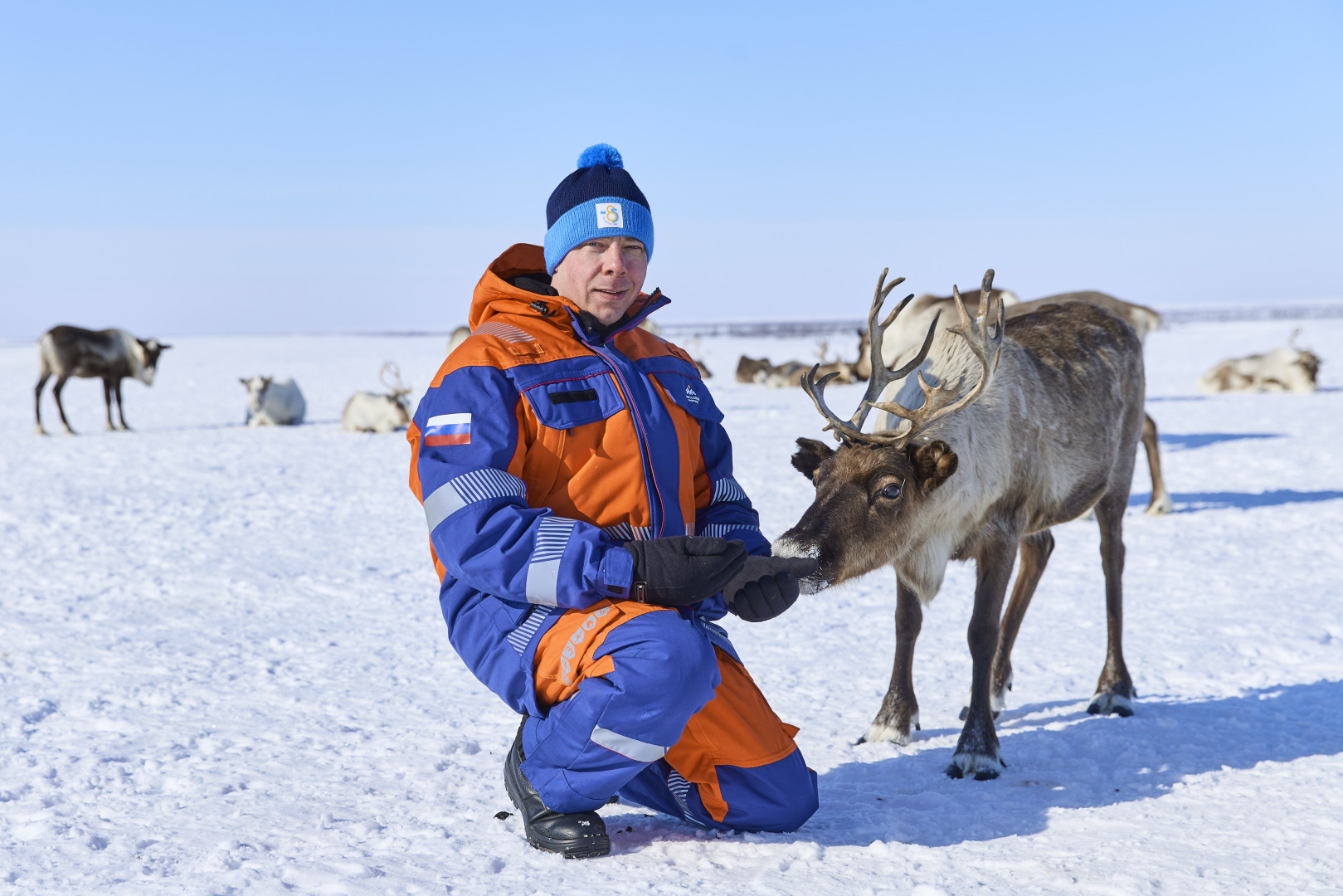 The delegation of the RGS at the reindeer herders' camp. Photo: Sergei Polyukhov