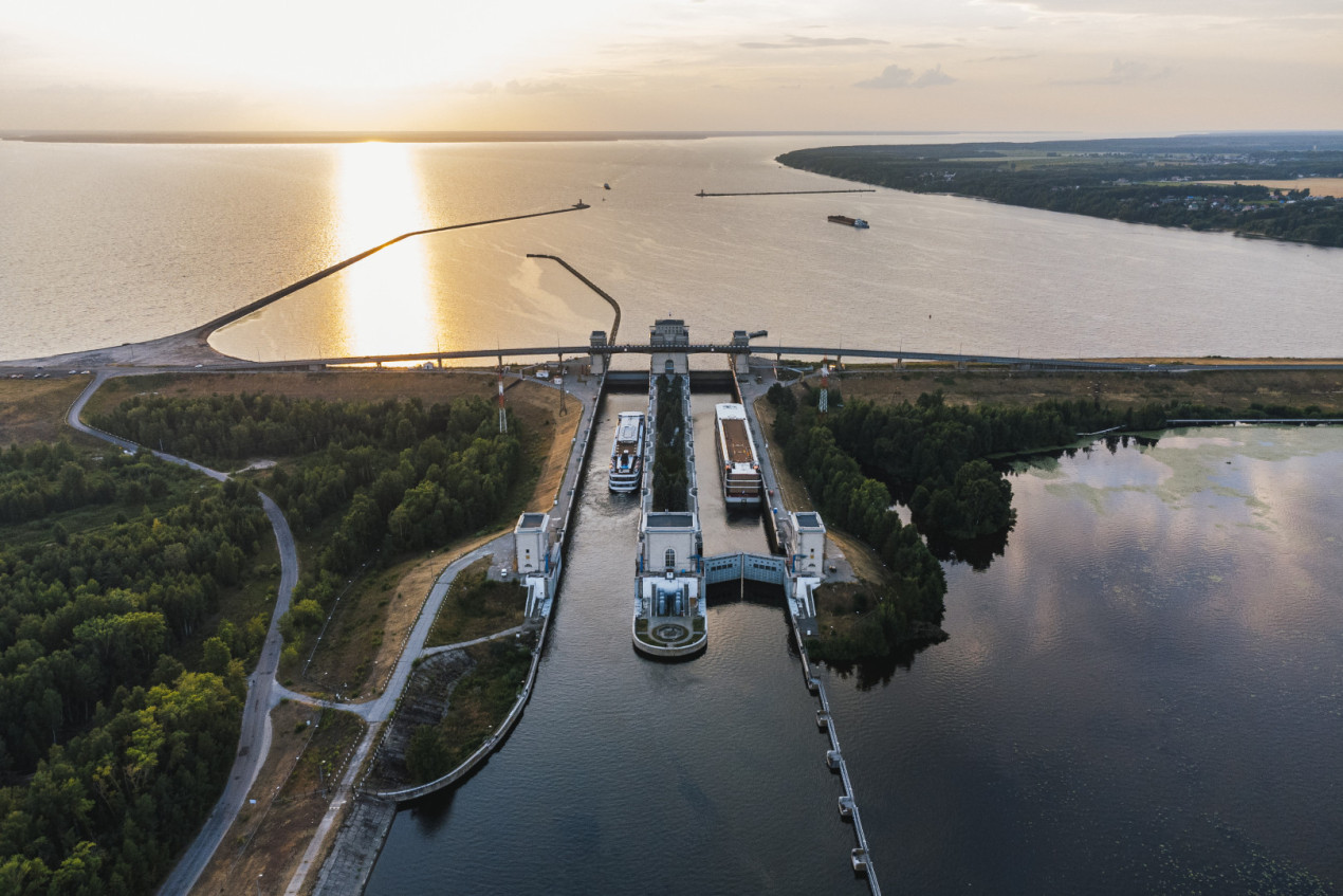 Вид на шлюз с высоты полета птиц. Фото: 