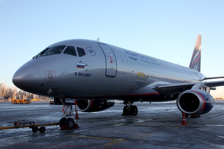 Самолет ''Аэрофлота'' Sukhoi Superjet 100 в новом дизайне. Фото предоставлено АНО Дальневосточные леопарды