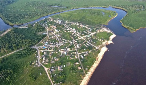 Село Тымск с высоты птичьего полёта. Фото: Илья Шашин, участник фотоконкурса РГО «‎Самая красивая страна»