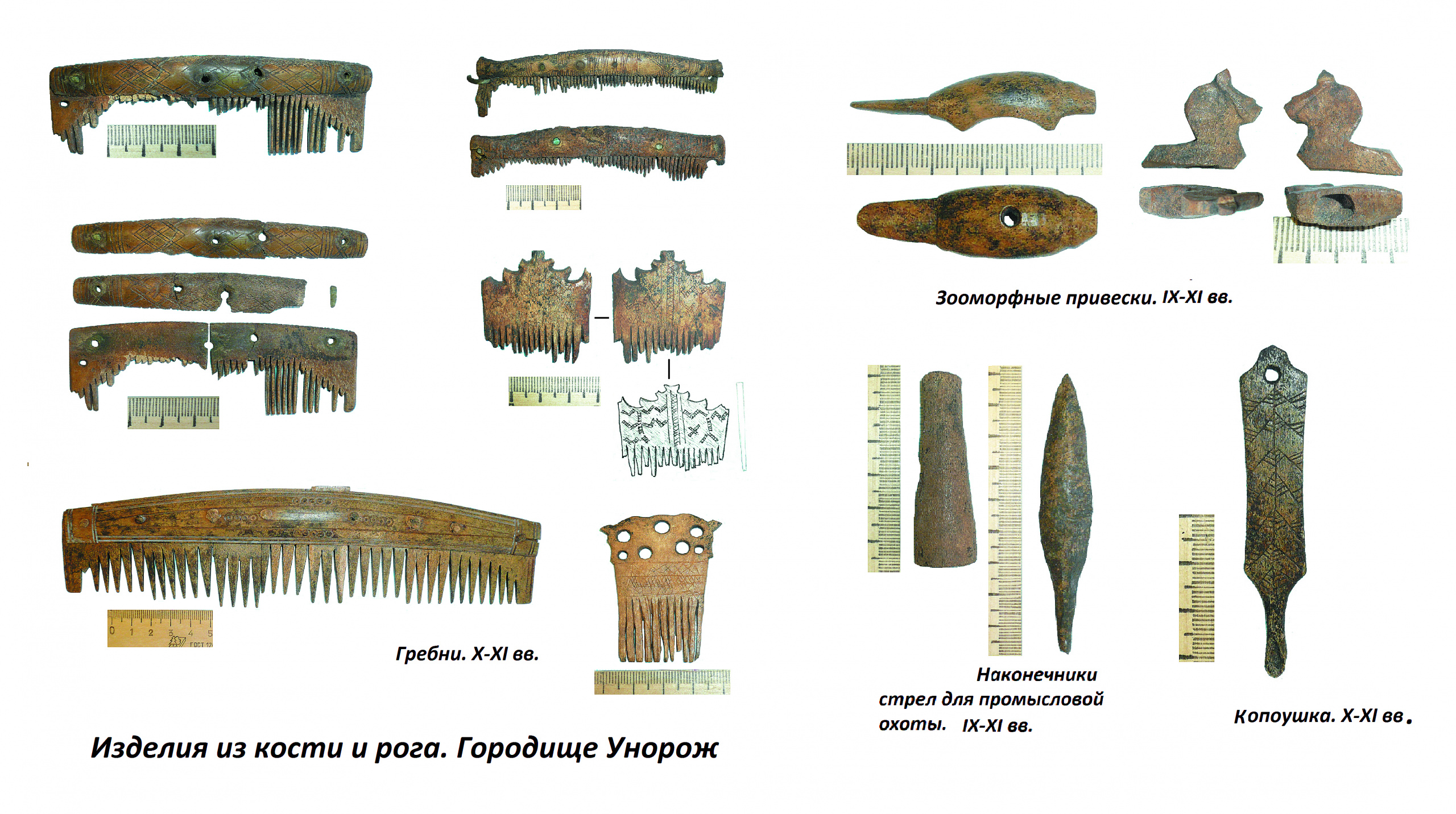 Костяные гребни, найденные в Унороже. Бисер, найденный в Унороже. Фото предоставлено Костромским областным отделением РГО