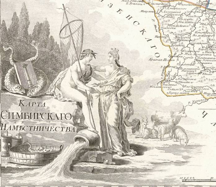 Фрагмент карты Симбирского наместничества, 1792 г. Фото с Геопортала РГО