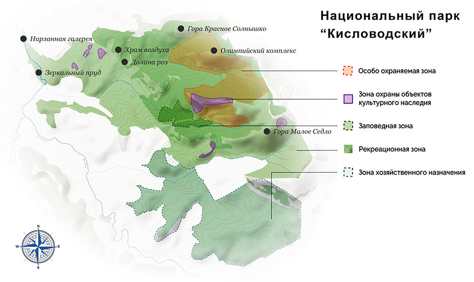 Схема национального парка. Фото: Дирекция нацпарка «Кисловодский»