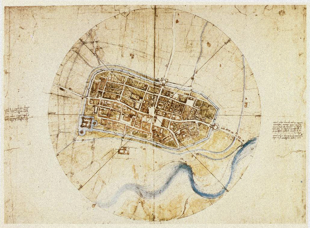 Леонардо да Винчи, план города Имола. Фото: wikipedia.org / Museo Leonardiano