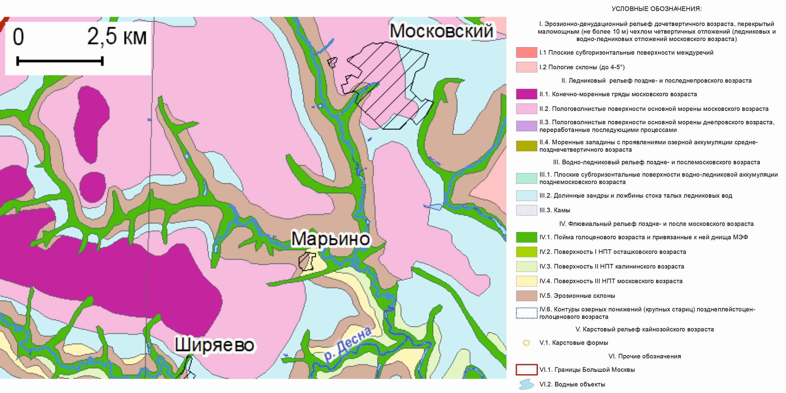 Фрагмент новой геоморфологической карты Большой Москвы