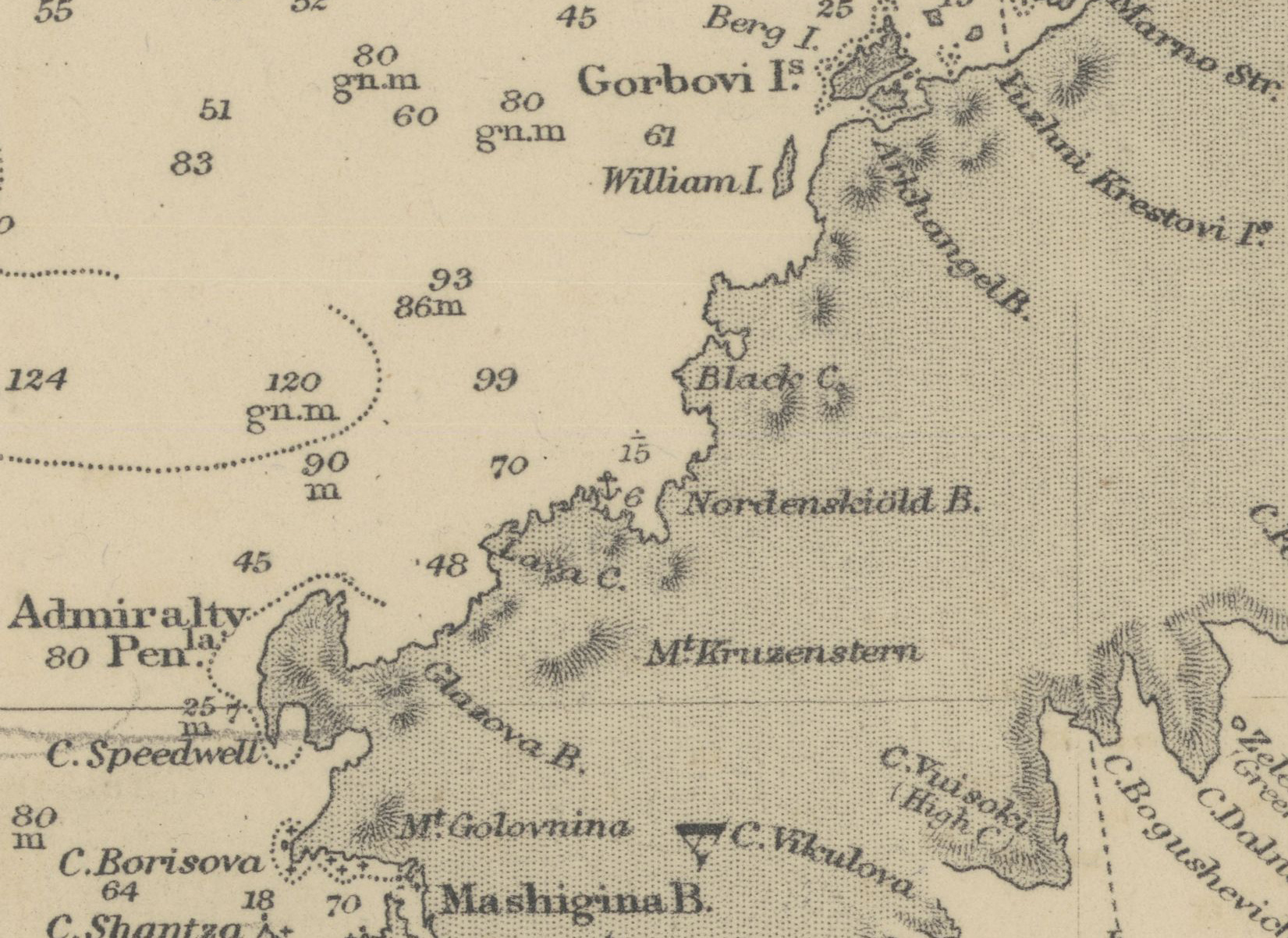 Фрагмент карты Адмиралтейства. Лондон, 1872 г.