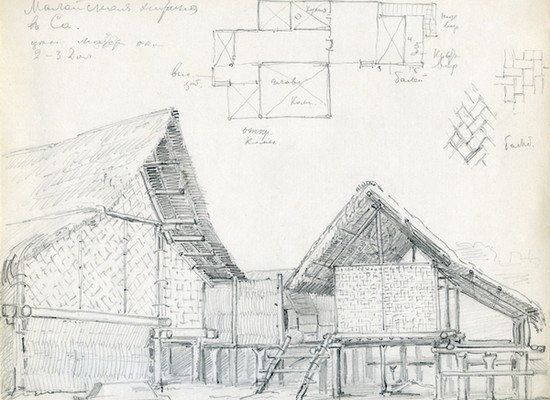 A drawing by Miklukho-Maclay from the archive of the Society