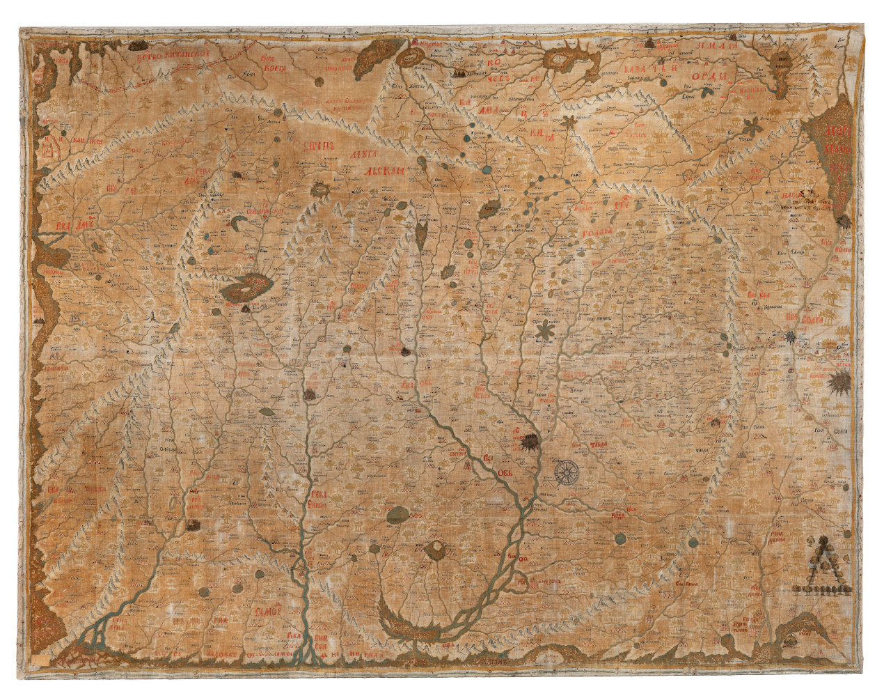 «Чертеж Сибири от границ китайских» Семена Ремезова. Изображение предоставлено Картографическим фондом РГО
