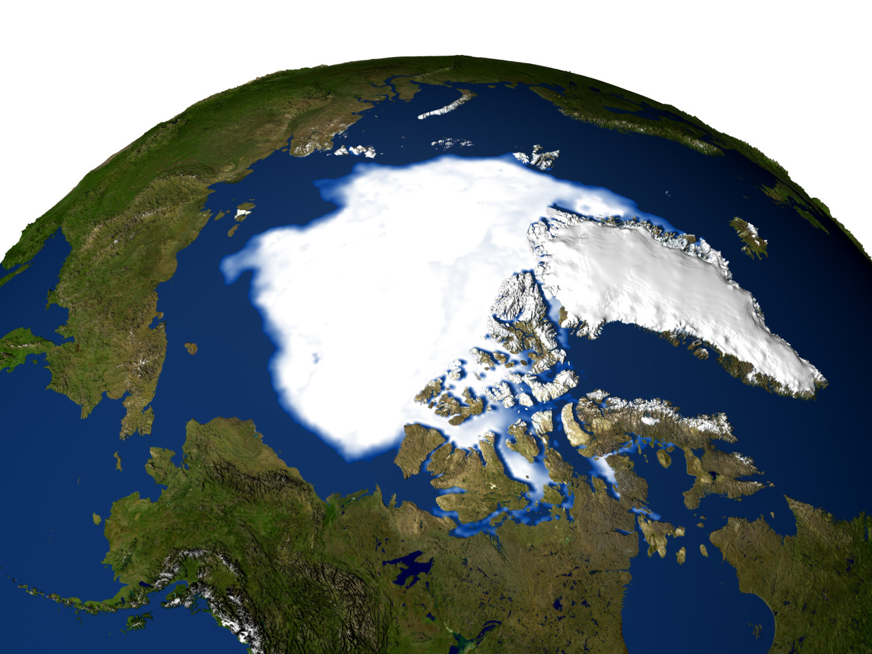 Северный полюс со стороны Канады, вид из космоса. Фото: wikimedia.org/wikipedia/commons/6/65/NASA