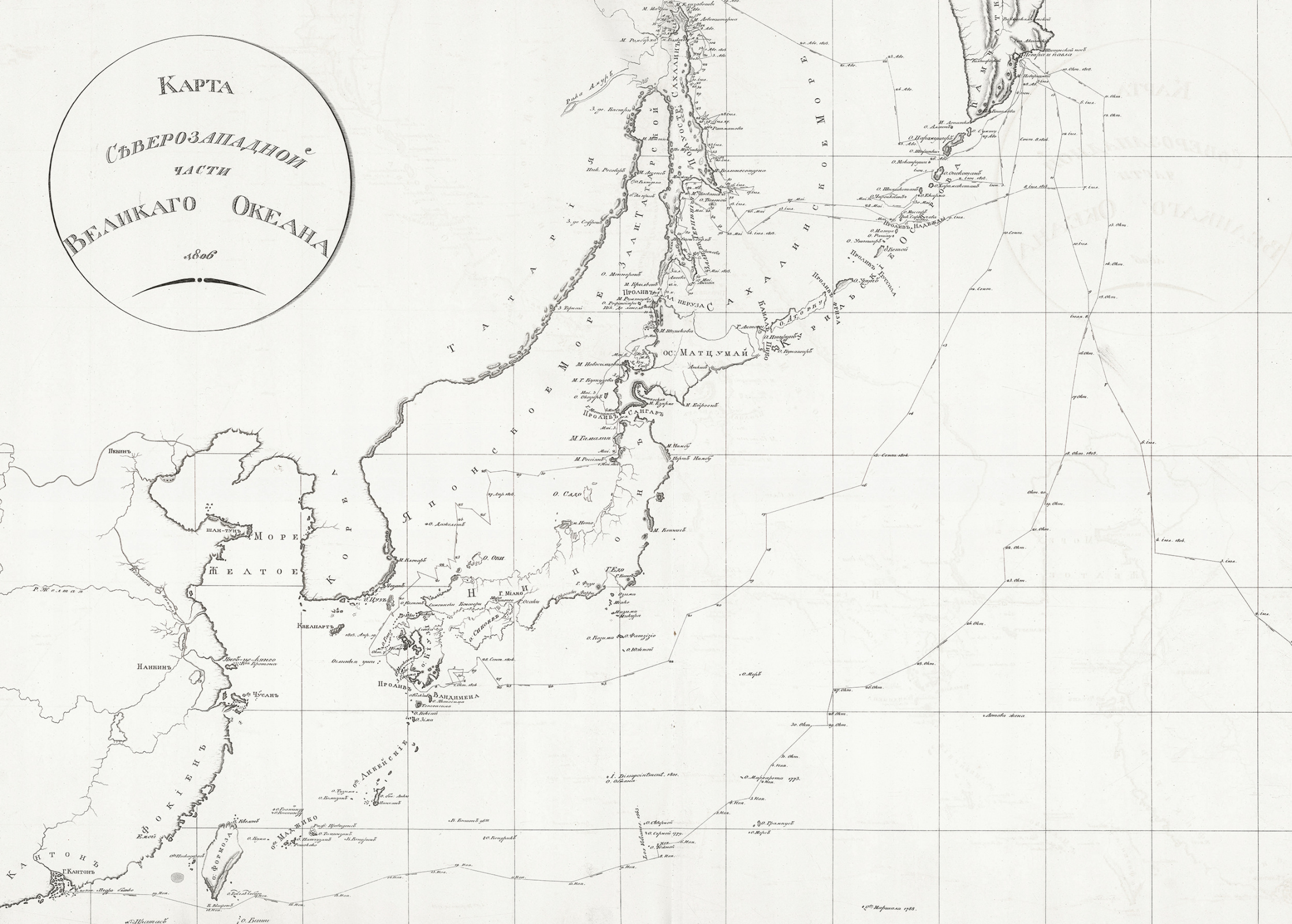 Карта северо-западной части Тихого океана из 