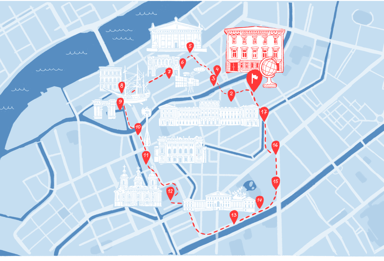 The route through St. Petersburg. Illustration: TravelAsk