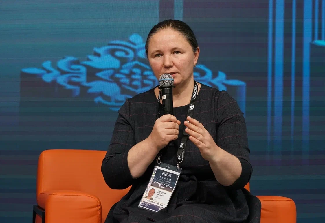 Natalya Mikhailova, artistic director of the “Kizhi” folklore and ethnographic ensemble. Photo: Anna Yurgenson/RGS press Service