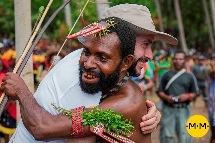 The meeting of Nikolai Miklukho-Maklai Jr. and a descendant of Tui, the first Papuan seen here by N. N. Miklukho-Maklai 150 years ago. Photo provided by the Miklukho-Maklai Foundation/ mikluho-maclay.org
