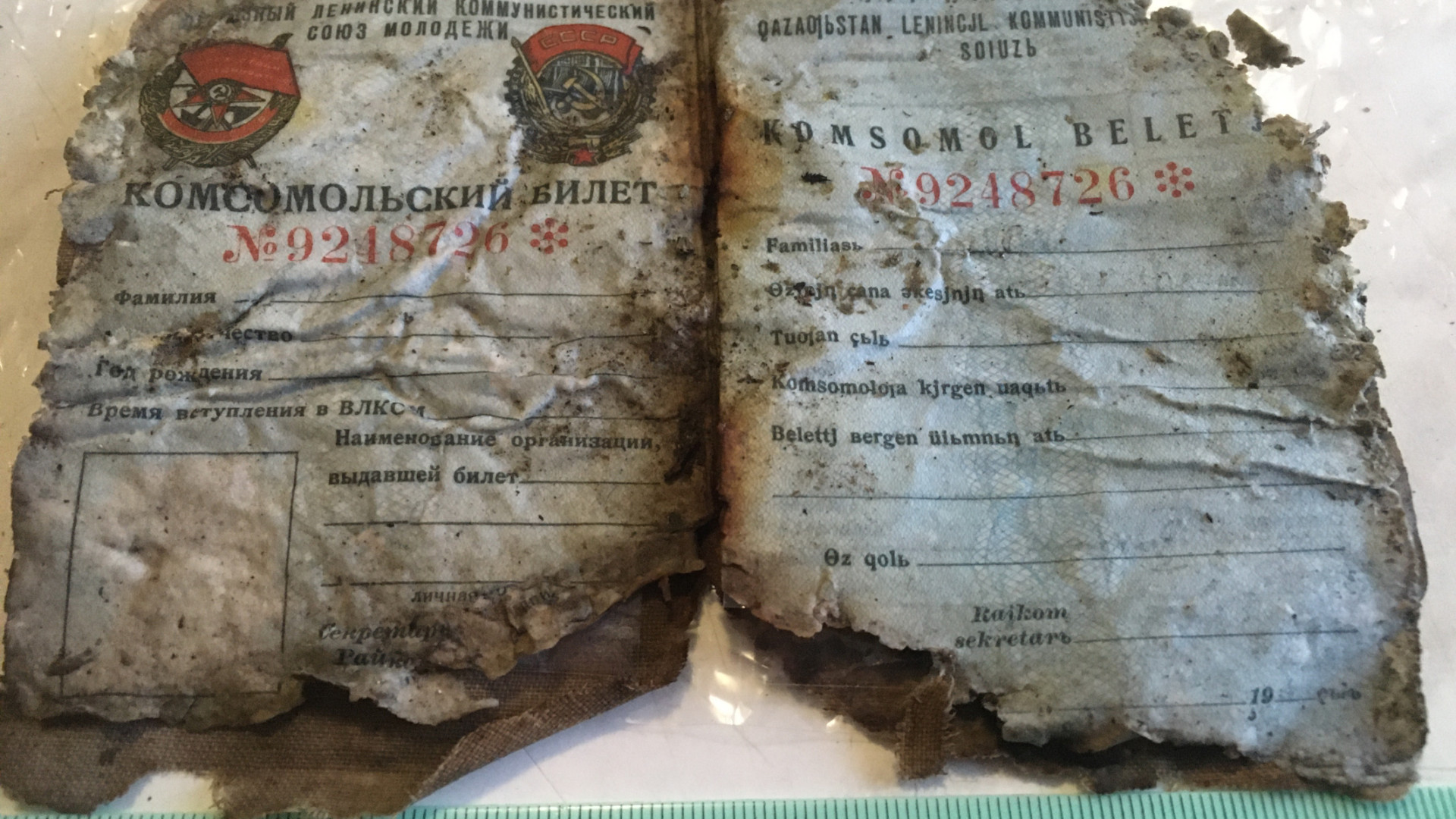 Комсомольский билет бортрадиста Петра Оконечникова. Фото: Алексей Никулин