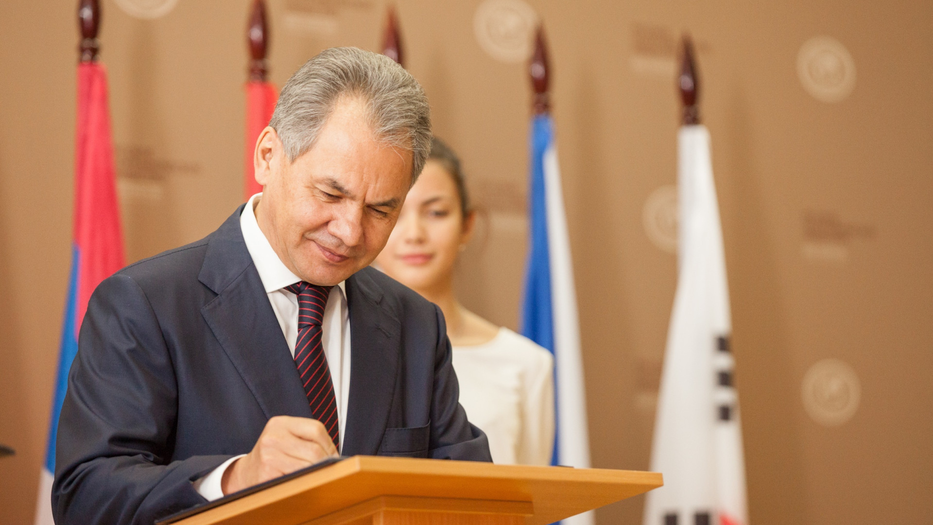 President of the Russian Geographical Society Sergei Shoigu during the signing of agreements