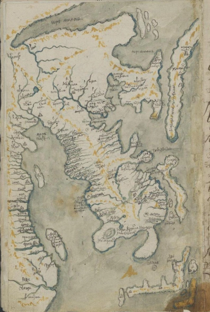 Карта Камчатки, составленная Семеном Ремезовым в 1700 году. Фото: Национальная электронная библиотека