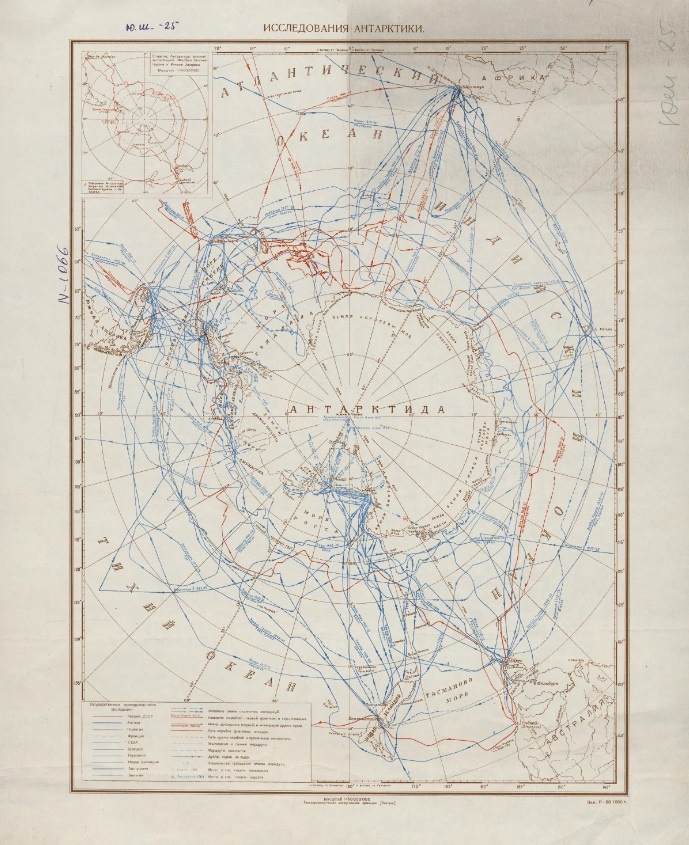 Карта исследования Антарктики с пометками Ю. М. Шокальского. Фото: Картографический фонд РГО