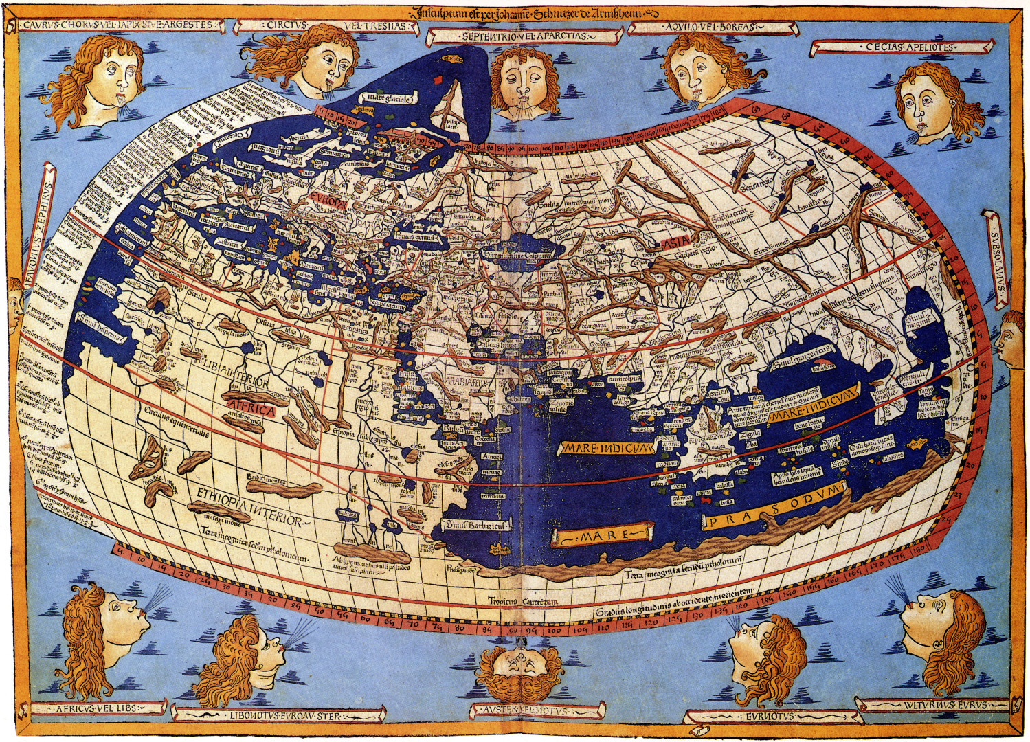 Карта мира Птолемея, выполненная Николаем Германусом. Фото: https://en.wikipedia.org
