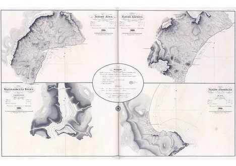 Залив Ялта, залив Алушта, Балаклавская бухта, залив Феодосия. Карта из 