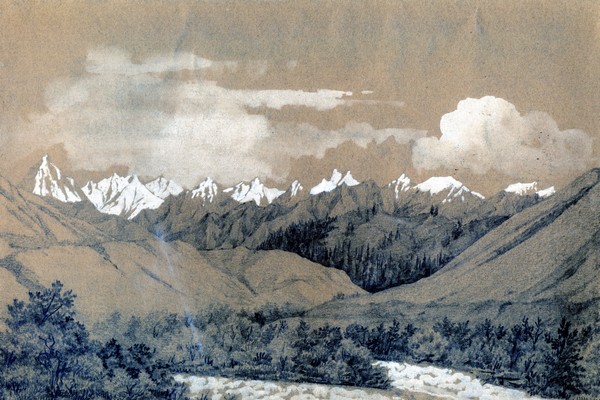 Рисунок П. Кошарова из альбома к путешествию на Тянь-Шань, 1857 год. Фото: Научный архив РГО