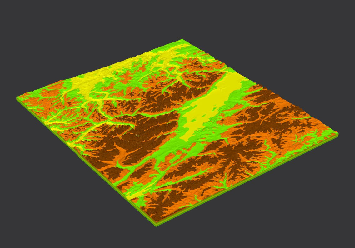 3D-модель рельефа Национального парка Кодар. Изображение предоставлено Марианной Шмыревой
