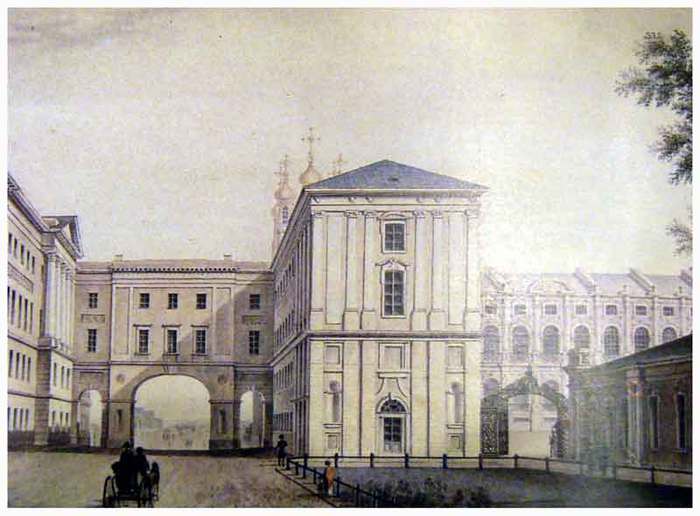 Александр Андреевич Тон (1790—1858) Лицей и Большой (Екатерининский) дворец. Литография 1822 г.