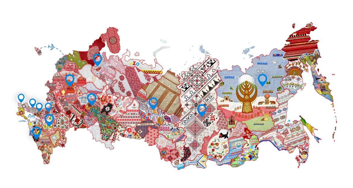 Вышитая карта России. Фото: Чувашский национальный музей