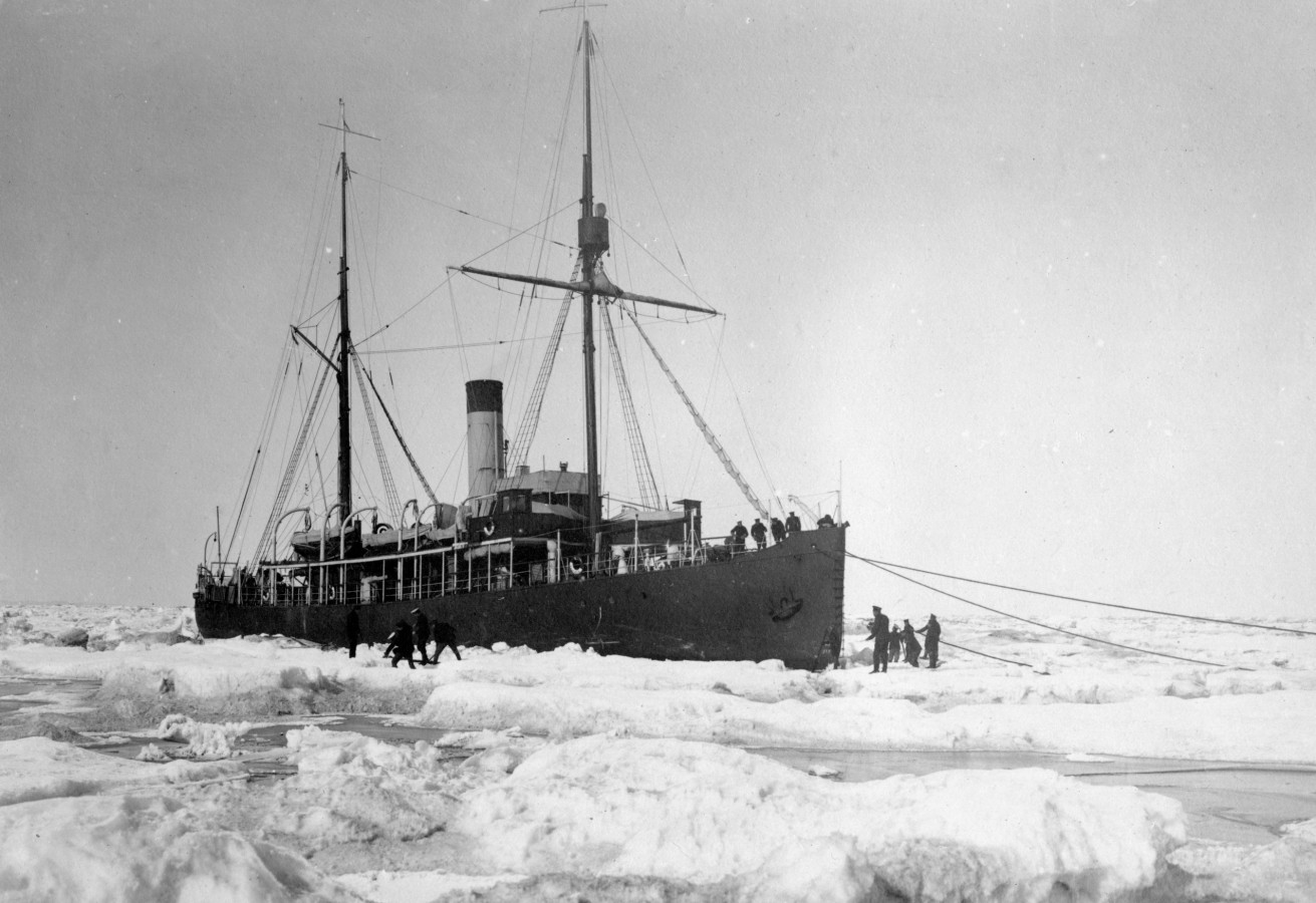 Ледокольный пароход «Таймыр» в тяжелых льдах в районе устья реки Анабар, 1912 г. Фото: Научный архив РГО
