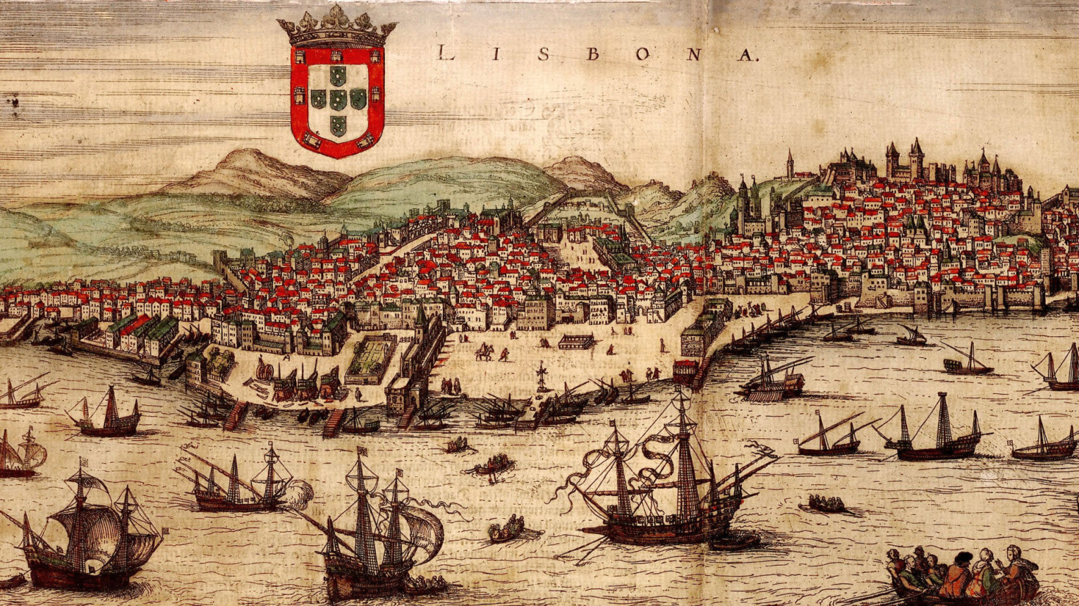 Лиссабон, 1572 год. Галеон в окружении караков, галер и каравелл. Фото: https://en.wikipedia.org